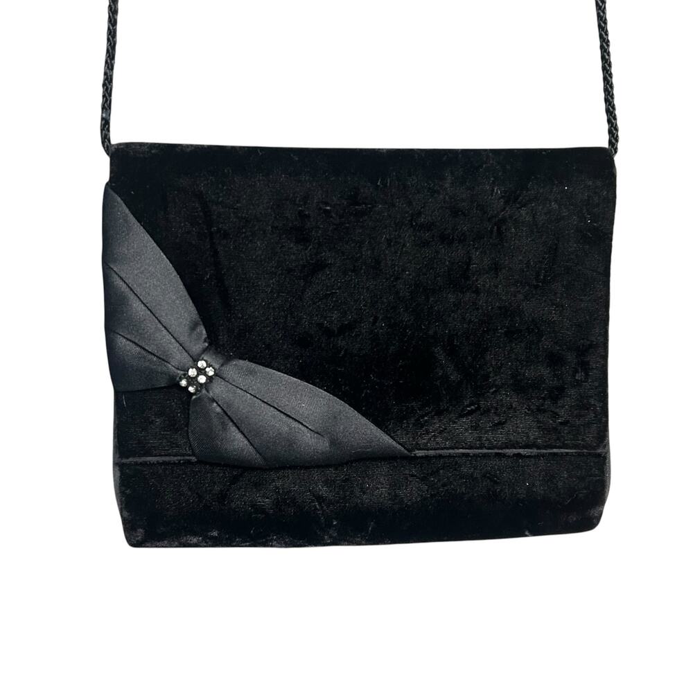 Vintage Black Velvet Bow Clutch